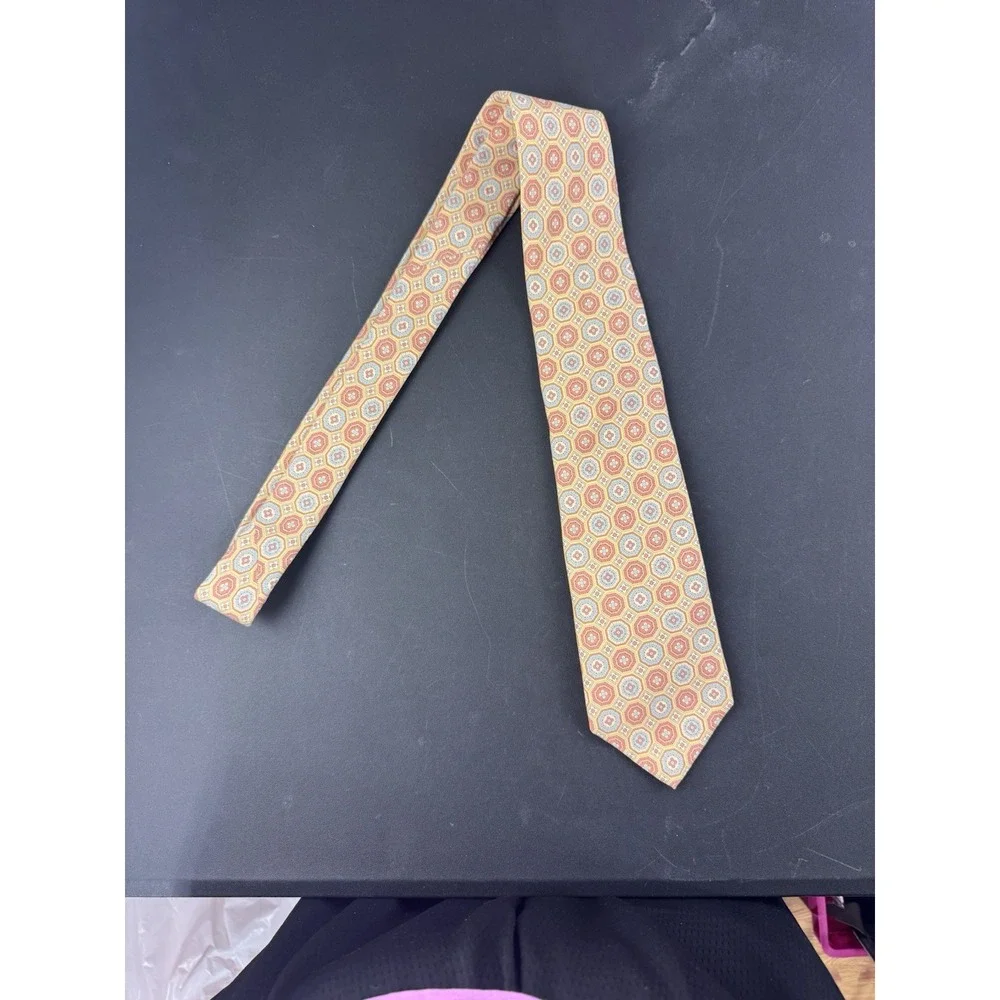 NWT Brooks Brothers Medallion‎ Tie Peach Blue Red